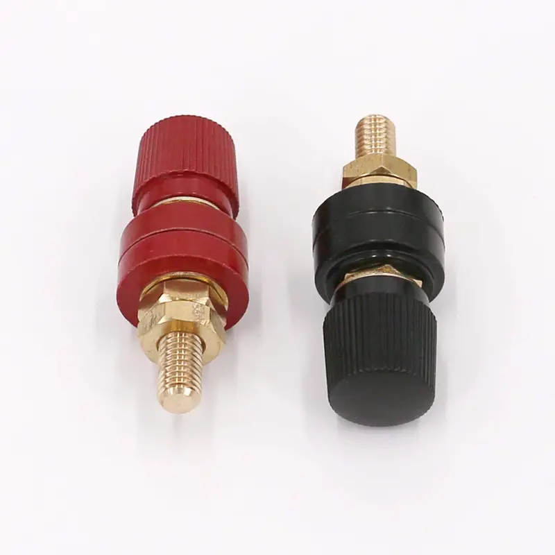 Battery Terminal 5/16” M8 8Mm Stud Remote Battery Binding Post Power Junction Post Connector Terminal Kit 2Pcs (Red & Black) 1