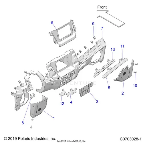 Body: Dash Lower Ride Command - 2023 Polaris Rzr Pro R Sport/Premium 1