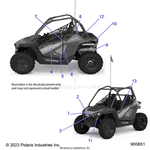 Body: Decals - 2023 Polaris Rzr 200 Troy Lee Designs Evap 1