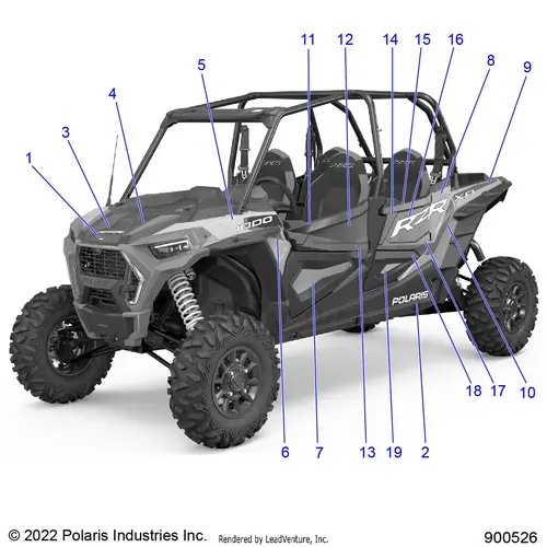 Body: Decals Graphics (2) - 2023 Polaris Rzr Xp 4 1000 Premium Ride Command 1