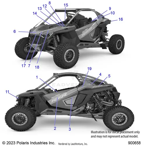 Body: Decals Graphics - 2023 Polaris Rzr Pro R Ultimate Troy Lee Designs 1