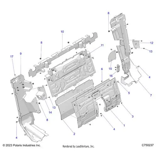 Body: Rear Closeoff Center Panels - 2025 Polaris Rzr Pro R Sport 1