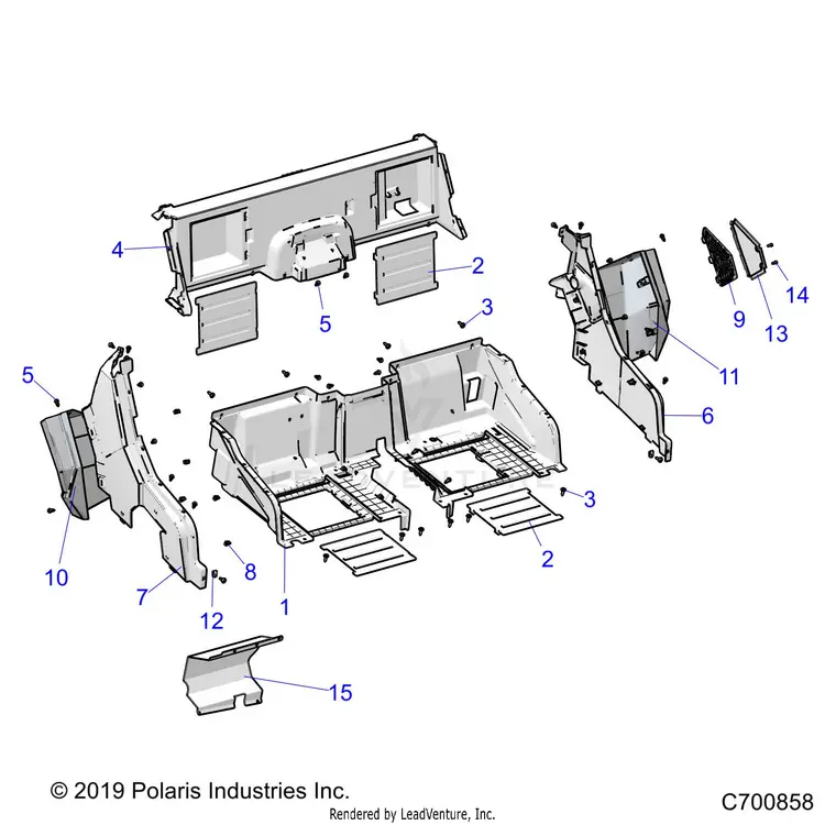 Body: Rear Closeoff Fenders And Floor - 2020 Polaris General 1000 Deluxe Opt1 1