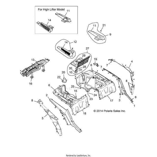 Body: Rear Rack And Fenders - 2015 Polaris Rzr Xp 1000 1