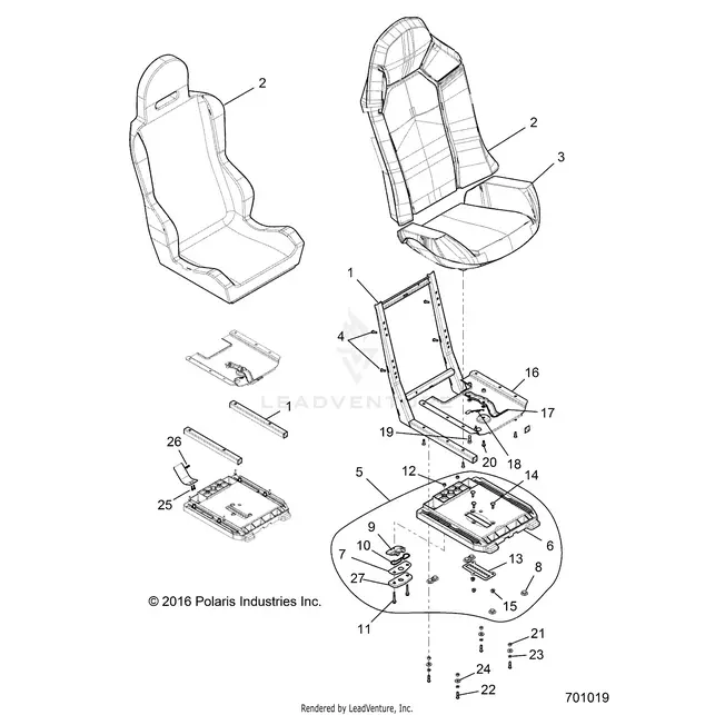 Body: Seat Asm. And Slider - 2016 Polaris Rzr Xp 1000 1