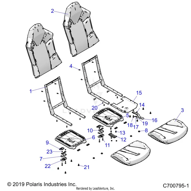 Body: Seat Asm. And Slider - 2020 Polaris General 1000 Deluxe 1