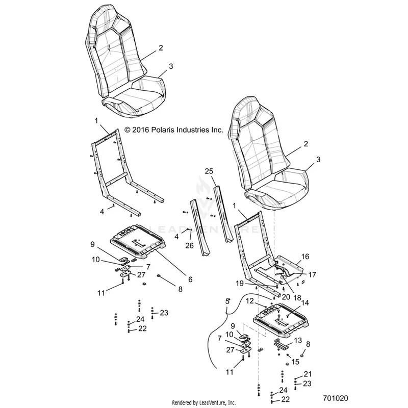 Body: Seat Asm. And Slider - 2020 Polaris General 4 1000 Premium 1