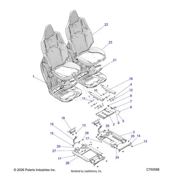Body: Seat Asm. And Slider Front - 2025 Polaris Rzr Xp 1000 Ultimate 1