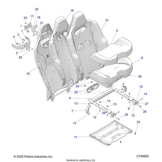 Body: Seat Asm & Mounting Rear - 2025 Polaris Rzr Pro R 4 Sport 1