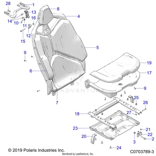 Body: Seat Asm. Rear Premium/Deluxe - 2024 Polaris Rzr Pro Xp 4 Premium 1