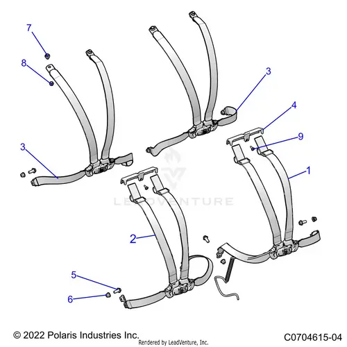 Body: Seat Belt Mounting 4 Point - 2023 Polaris Rzr Turbo R 4 Sport 1