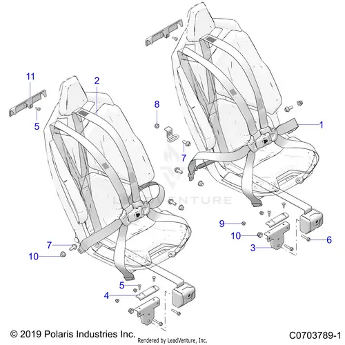 Body: Seat Belt Mounting Front 6 Point - 2022 Polaris Rzr Pro R 4 Sport 1