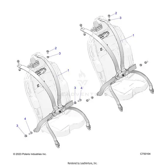 Body: Seat Belt Mounting Rear 6 Point - 2026 Polaris Rzr Pro R 4 Le 1