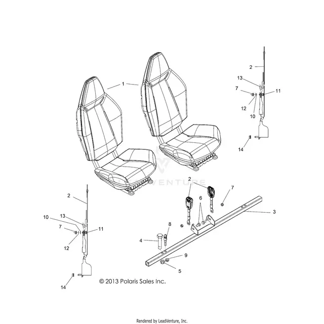 Body: Seat Mounting And Belts - 2015 Polaris Rzr 570 1