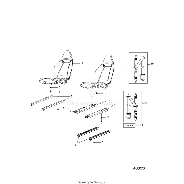Body: Seat Mounting And Belts - 2019 Polaris Rzr 170 1