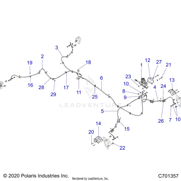 Brakes: Brake Lines And Master Cylinder - 2021 Polaris General Xp 1000 Deluxe Ride Command Trail 1