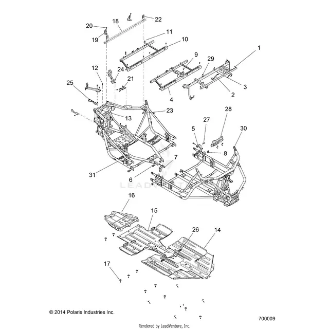 Chassis: Main Frame And Skid Plate - 2015 Polaris Rzr 4 900 1