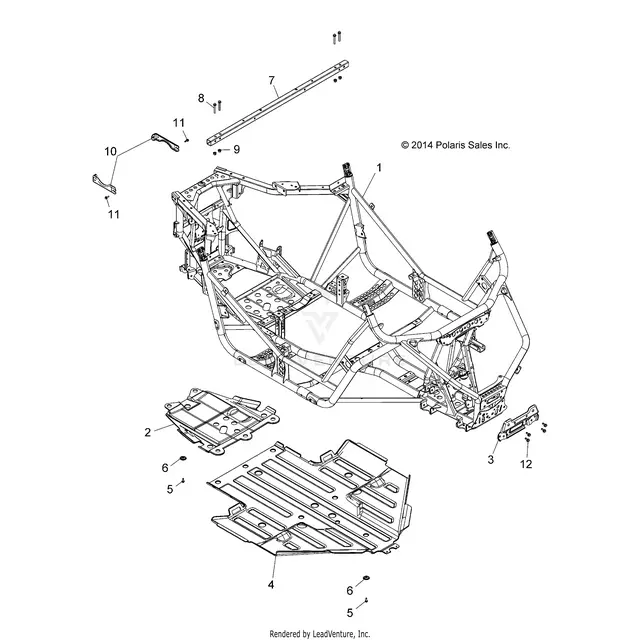 Chassis: Main Frame And Skid Plate - 2015 Polaris Rzr 900/900 Eps 1