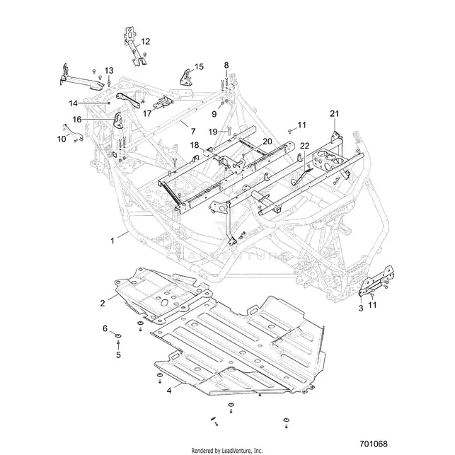 Chassis: Main Frame And Skid Plate - 2018 Polaris Rzr S 900 1