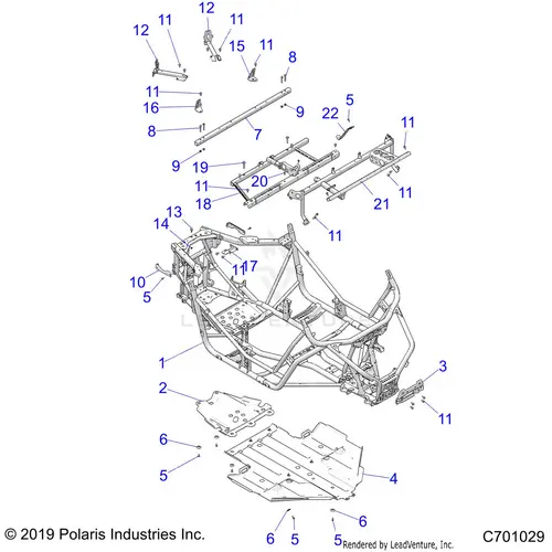 Chassis: Main Frame And Skid Plate - 2020 Polaris Rzr 900 Eps Ride Command 1
