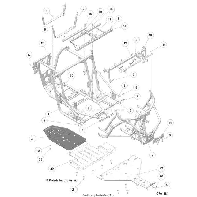 Chassis: Main Frame And Skid Plates (2) - 2017 Polaris Rzr Xp 1000 1