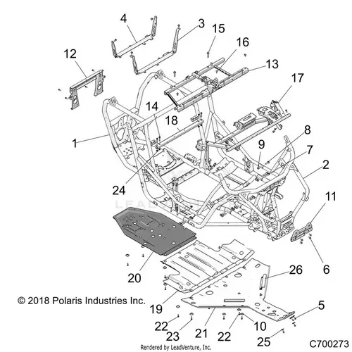 Chassis: Main Frame And Skid Plates (2) - 2019 Polaris Rzr Xp 1000 1