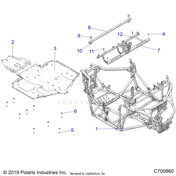 Chassis: Main Frame And Skid Plates - 2020 Polaris General 1000 Deluxe Opt1 1