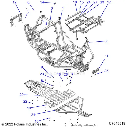 Chassis: Main Frame And Skid Plates - 2022 Polaris Rzr Xp 1000 Trails & Rocks 1