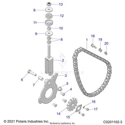 Drive Train: Chain Tensioner And Sprocket - 2025 Polaris Rzr 200 Md 1