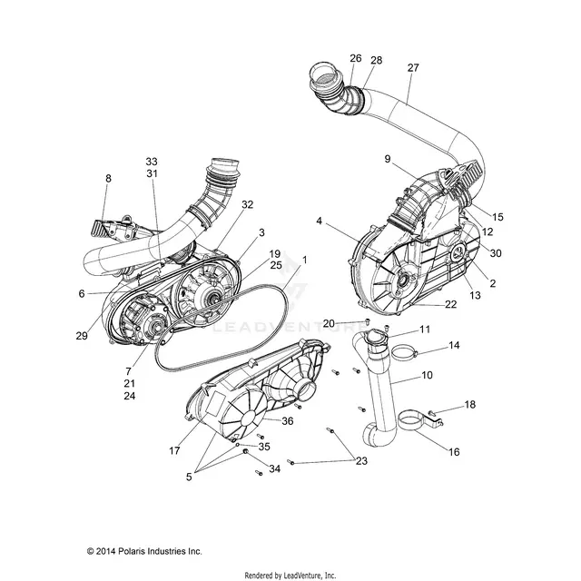 Drive Train: Clutch Cover And Ducting (2) - 2015 Polaris Rzr Xp 1000 1