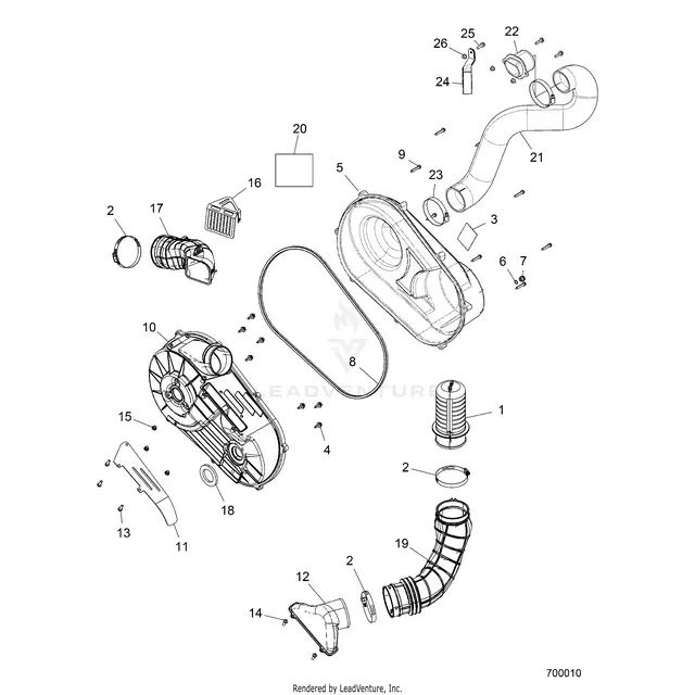 Drive Train: Clutch Cover And Ducting - 2015 Polaris Rzr 4 900 1
