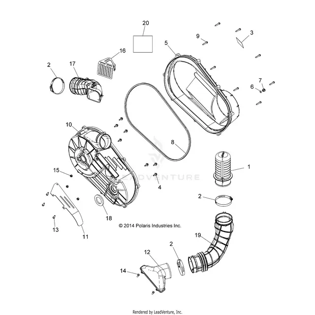 Drive Train: Clutch Cover And Ducting - 2015 Polaris Rzr 900/900 Eps 1