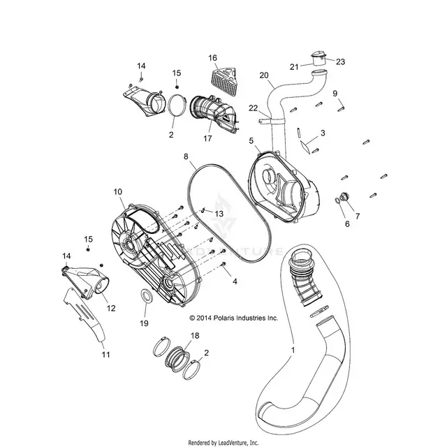 Drive Train: Clutch Cover And Ducting - 2015 Polaris Rzr Xp 4 1000 1