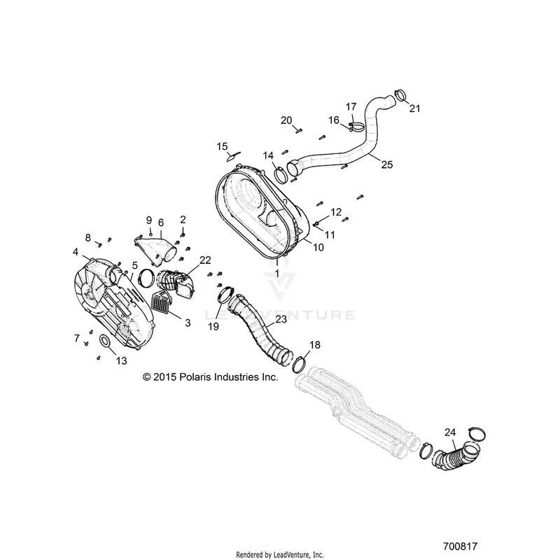 Drive Train: Clutch Cover And Ducting - 2016 Polaris General 1000 Eps 1