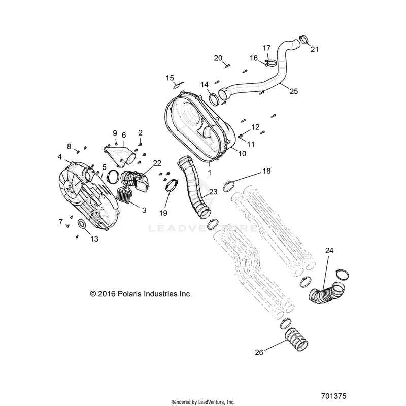 Drive Train: Clutch Cover And Ducting - 2017 Polaris General 1000 4 Eps 1