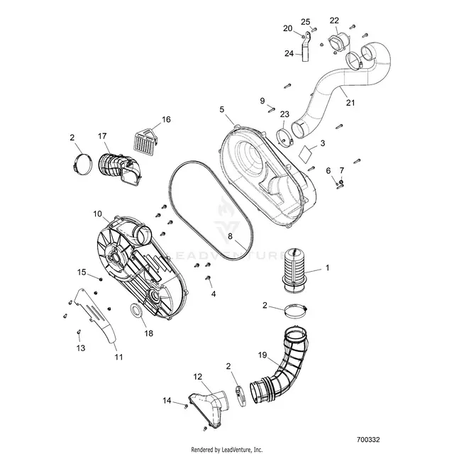 Drive Train: Clutch Cover And Ducting - 2017 Polaris Rzr 4 900 1