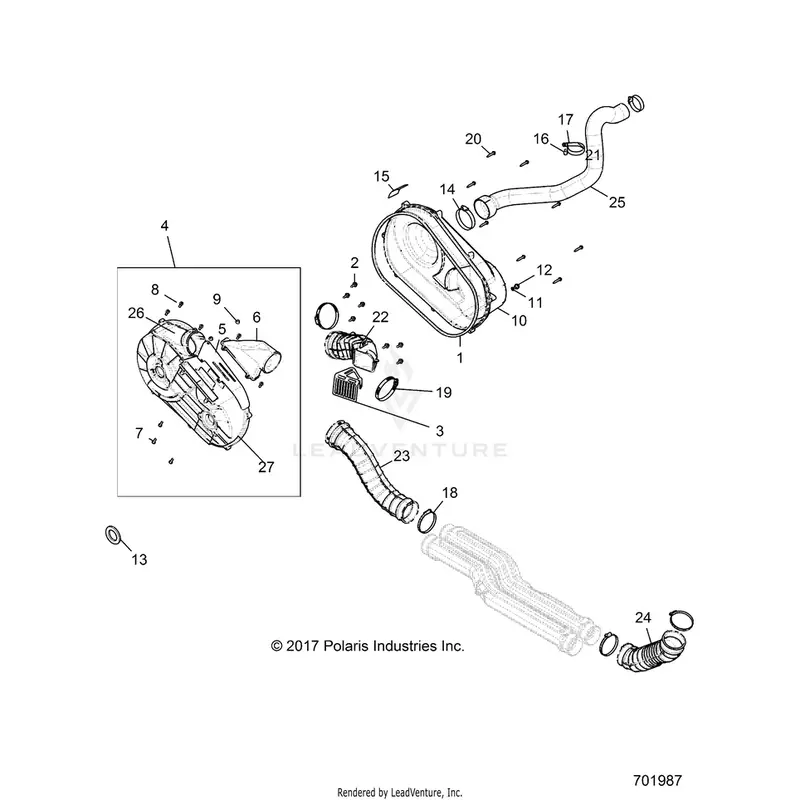 Drive Train: Clutch Cover And Ducting - 2018 Polaris General 1000 Eps 1