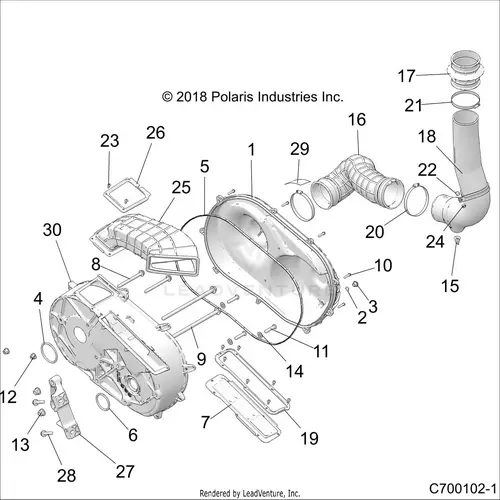 Drive Train: Clutch Cover And Ducting - 2018 Polaris Rzr Rs1 1