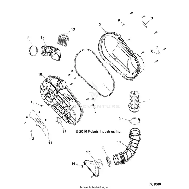 Drive Train: Clutch Cover And Ducting - 2019 Polaris Rzr 900/900 Eps 1
