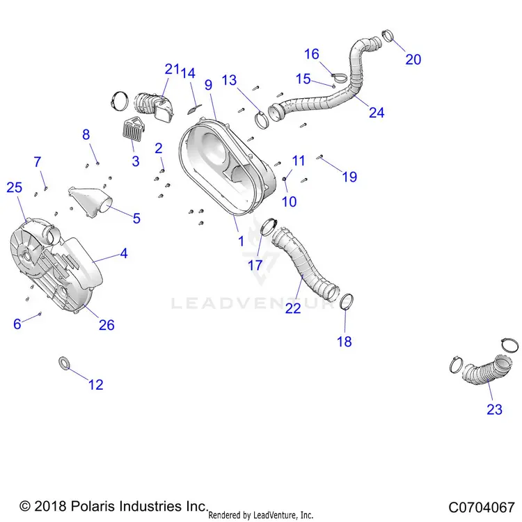 Drive Train: Clutch Cover And Ducting - 2020 Polaris General 1000 Deluxe Ride Command 1