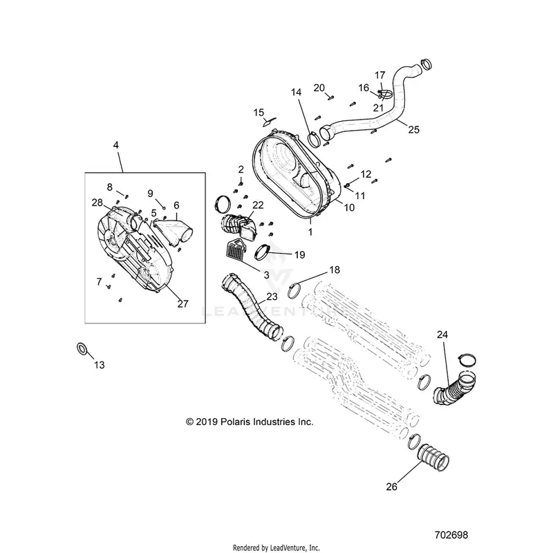Drive Train: Clutch Cover And Ducting - 2020 Polaris General Xp 4 1000 Ride Command 1