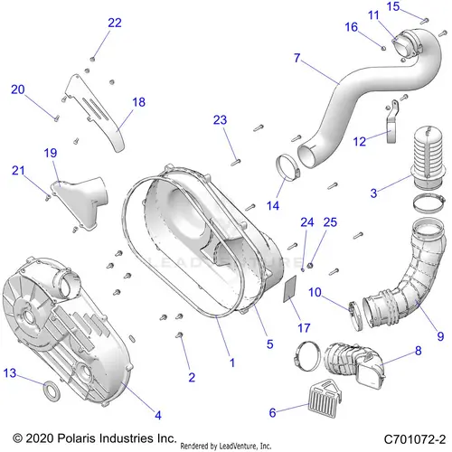 Drive Train: Clutch Cover And Ducting - 2020 Polaris Rzr S 4 1000 1