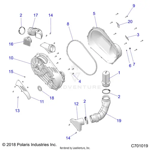 Drive Train: Clutch Cover And Ducting - 2020 Polaris Rzr Trail S 900 1