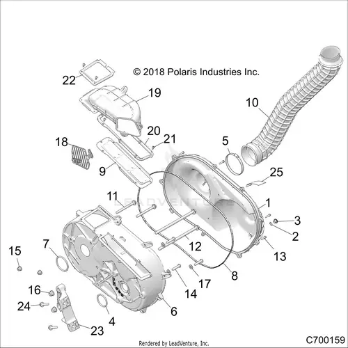 Drive Train: Clutch Cover And Ducting - 2020 Polaris Rzr Turbo S 1