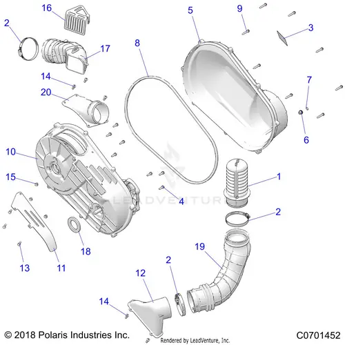 Drive Train: Clutch Cover And Ducting - 2021 Polaris Rzr 900 Trail/Trail S 1