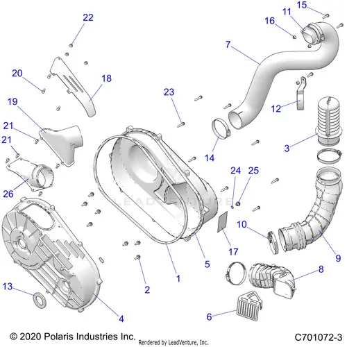 Drive Train: Clutch Cover And Ducting - 2021 Polaris Rzr S 4 1000 1