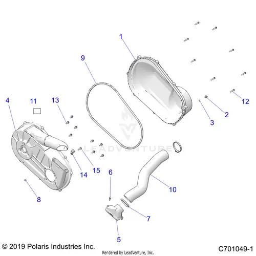 Drive Train: Clutch Cover And Ducting - 2022 Polaris Rzr Trail 570 1