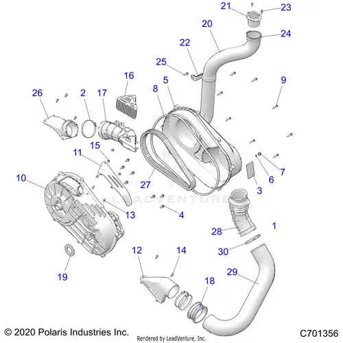 Drive Train: Clutch Cover And Ducting - 2022 Polaris Rzr Xp 1000 Sport 1