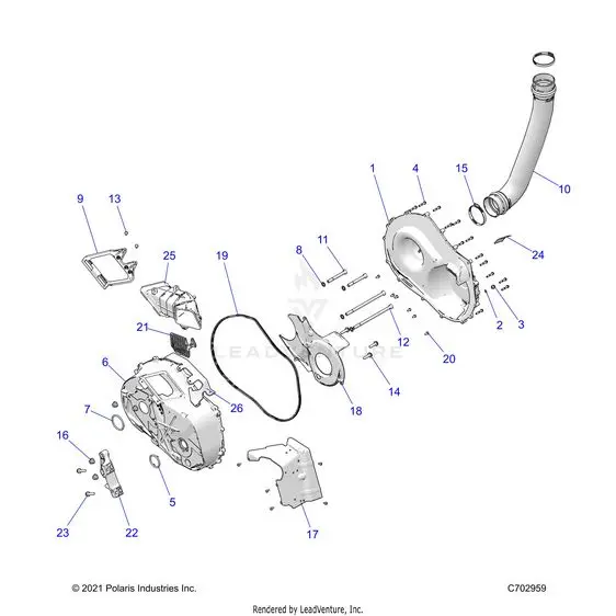Drive Train: Clutch Cover And Ducting - 2023 Polaris Rzr Turbo R 4 Premium Ride Command 1