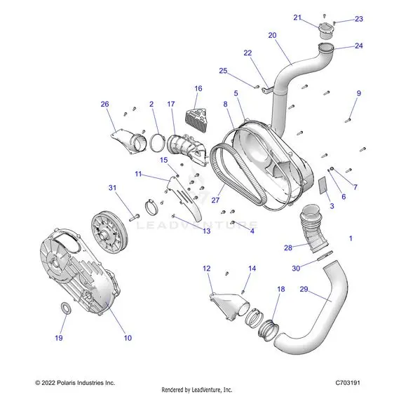 Drive Train: Clutch Cover And Ducting - 2023 Polaris Rzr Xp 1000 Sport 1